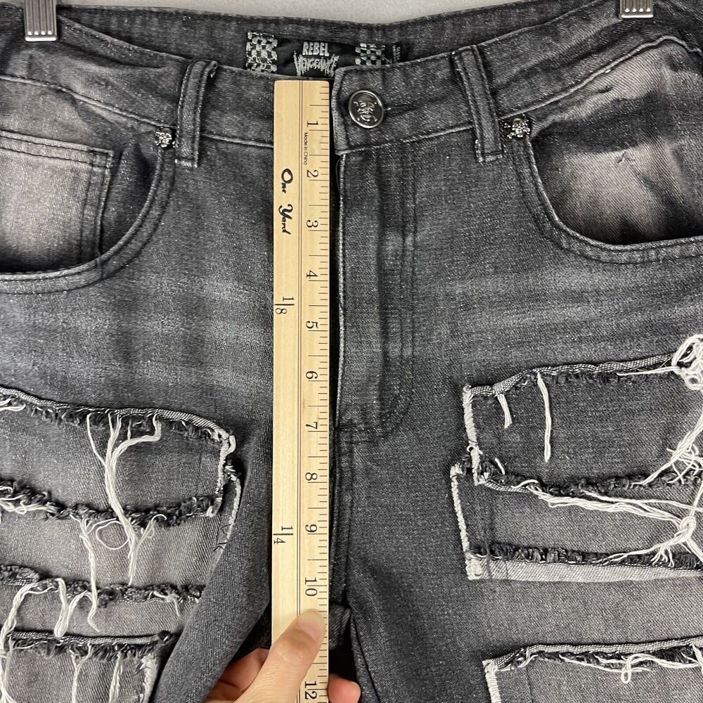 Vintage Rebel Vengeance Distressed Jean Mens 32x32 Black Rock Goth Grunge READ - Picture 6 of 16